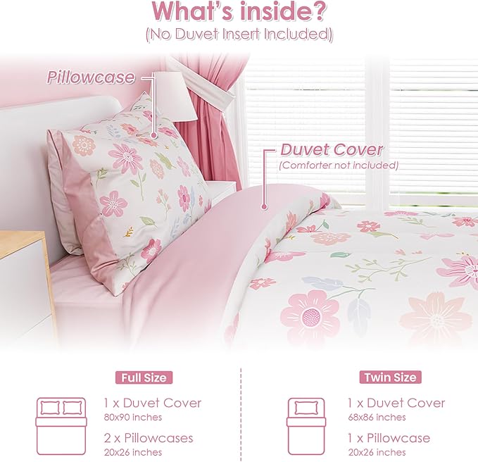 SANDJEST Floral Duvet Cover Sets Twin Size - Image 2