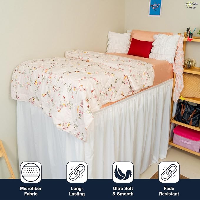 Cottington Lane Extra Long Ruffled College Dorm Bed Skirt 30 Inch Drop - Image 2