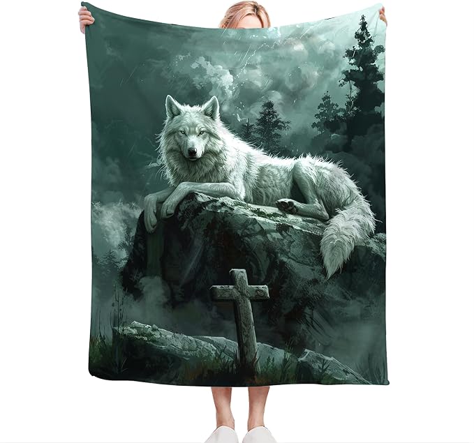 Wolf Christian Throw Blanket - Image 2