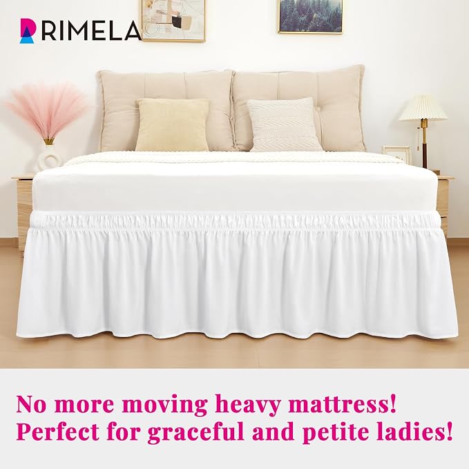 RIMELA Bed Skirt Full Size Moon White 15 Inch Drop, Wrap Around Elastic Bedskirt - Image 2