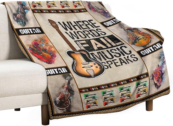 Guitar Blanket Guitar Gifts for Boys Men Music Throw Blanket for Kids Adults - Image 2