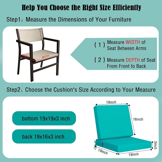 idee-home Outdoor Cushions for Patio Furniture, Outdoor Seat Cushion, - Image 6