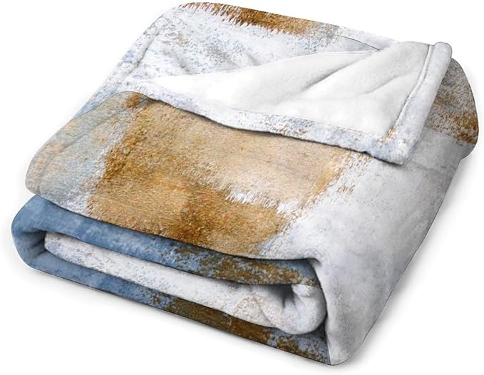 Abstract Gradient Blanket, Modern Fashion Art Blue Brown Painting Strokes - Image 4