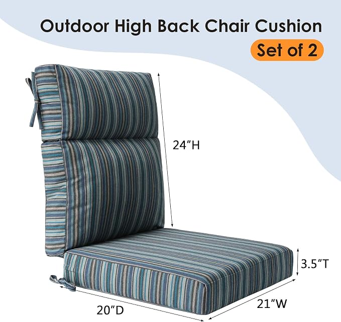 Sunbrella Outdoor High Back Chair Cushion Seat Pads, 44 x 21 Inch - Image 6