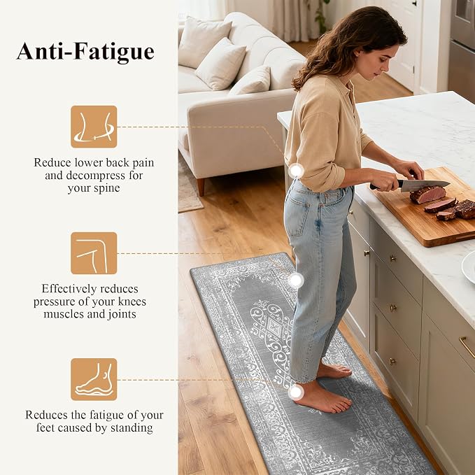 Ileading Anti Fatigue Kitchen Rugs Sets of 2 Cushioned Kitchen Mats - Image 3