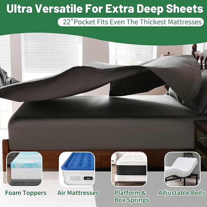 Extra Deep Pocket Queen Sheets 18-24 Inch 1000 Thread Count 100% Egyptian - Image 4