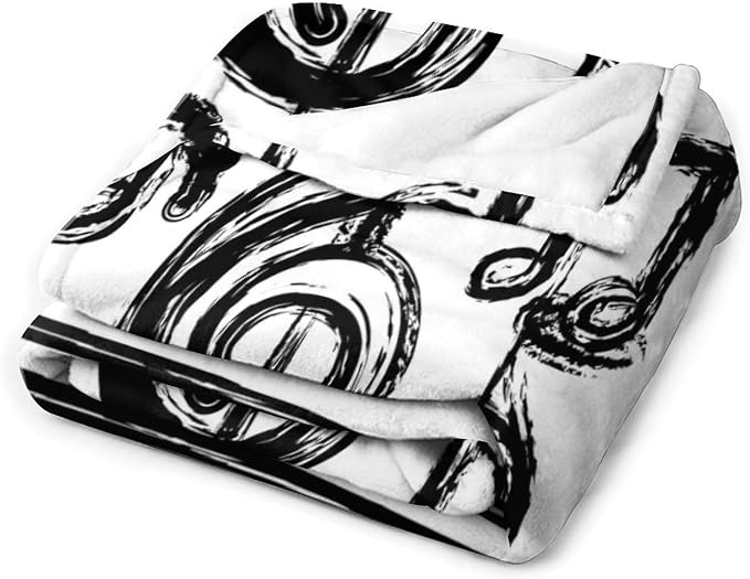 Music Blanket Black Abstract Graffiti Music Note Art Printed Soft Cozy - Image 2