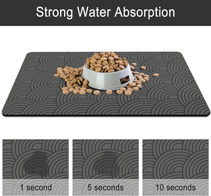 Dog Food Mat for Floors, Absorbent and Quick-Drying Pet Cat Food Mat, - Image 5