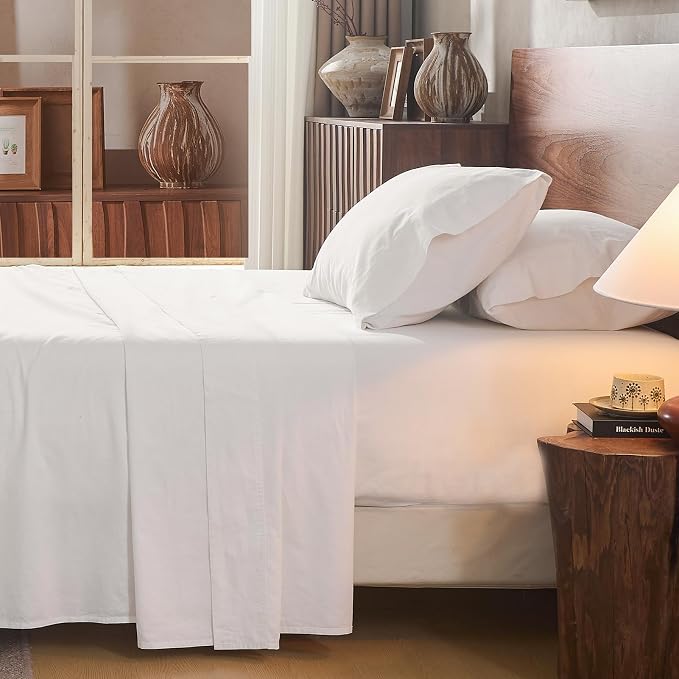 100% Linen Sheet Set King Size Extra Deep Pocket Fits 18-24 Inch Mattress by overket