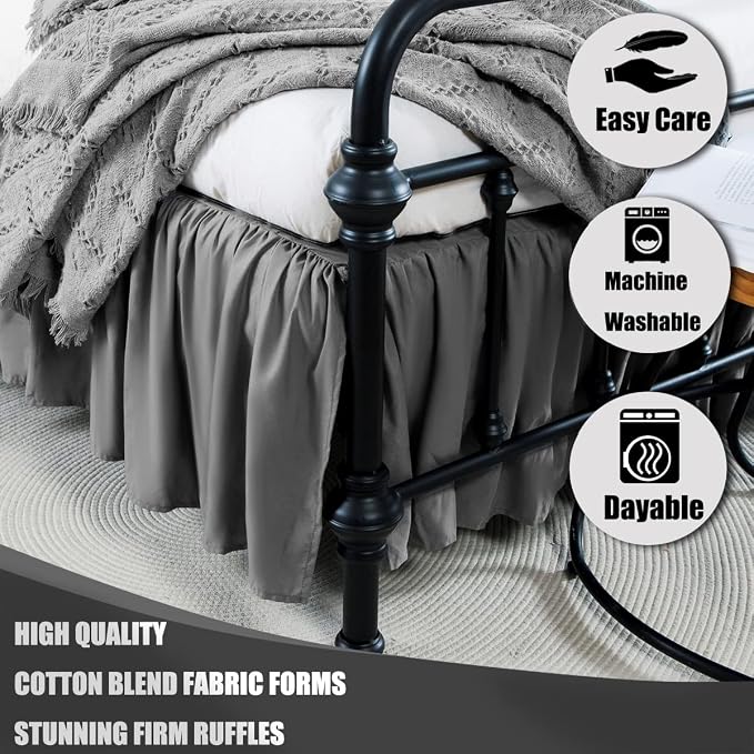 TSUTOMI Bed Skirt Full Size Ruffled Bed Skirt - Image 2