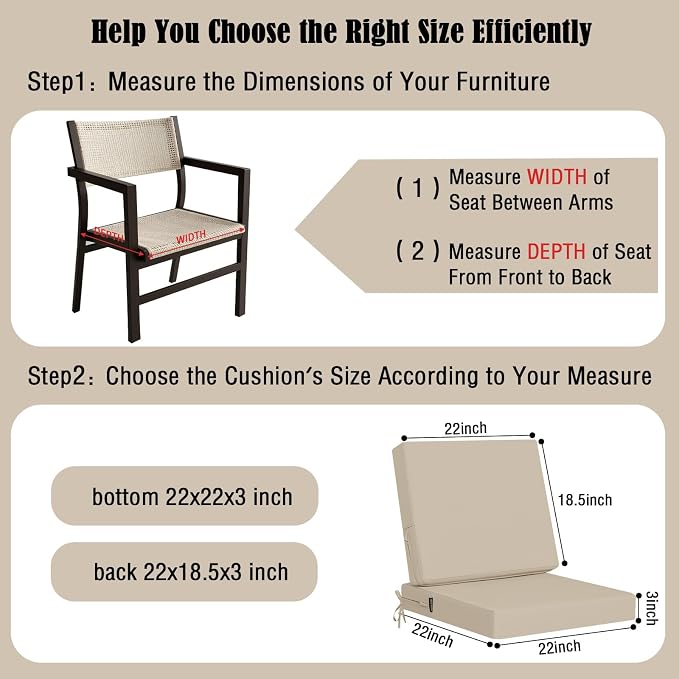 idee-home Outdoor Cushions for Patio Furniture, Outdoor Seat Cushion, - Image 4