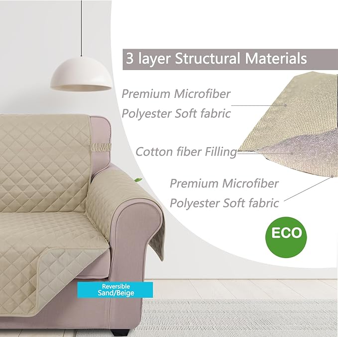 U-NICE HOME Loveseat Sofa Cover Reversible Couch Cover - Image 4