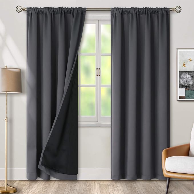 BGment Grey Blackout Curtains 84 Inch Length 2 Panels Set by BGment