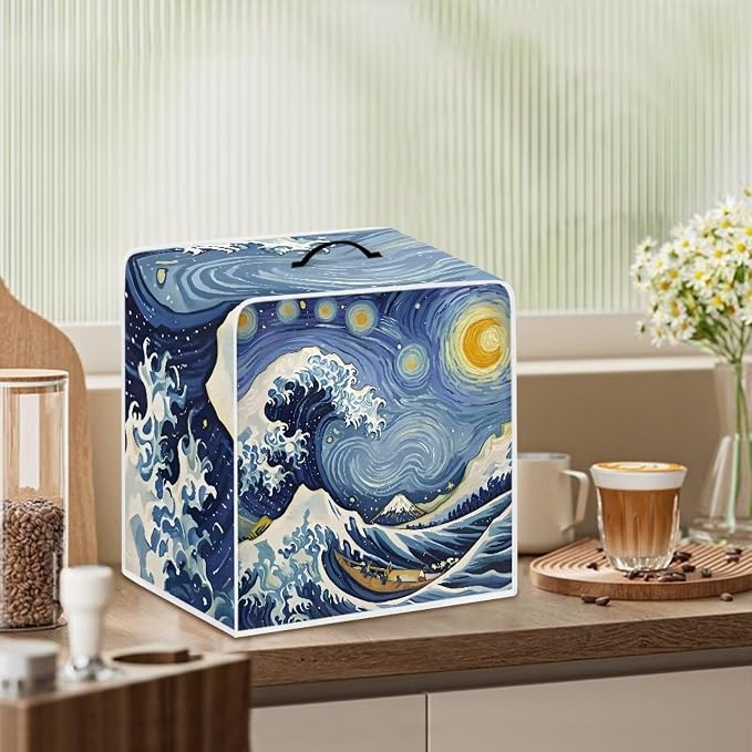 Starry Night Great Wave Print Coffee Maker Covers - Image 3