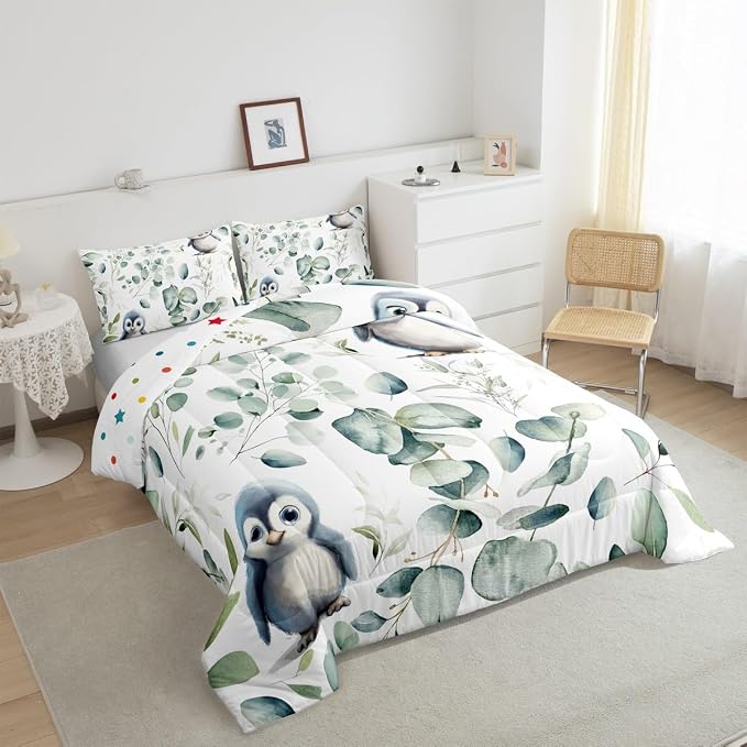 Erosebridal Cartoon Penguin King Size Comforter Set Toddler Woodland Wildlife - Image 5