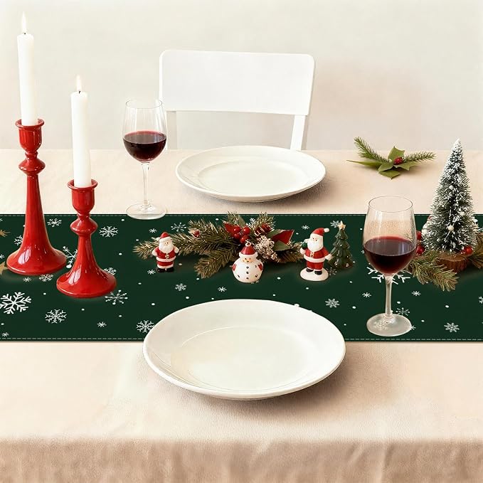 OTOSTAR Snowflakes and Christmas Tree Table Runner, Xmas Seasonal Winter - Image 4