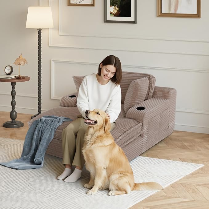 67" Chaise Lounge Chair Indoor, Cozy Oversized Fluffy Sofa - Image 10