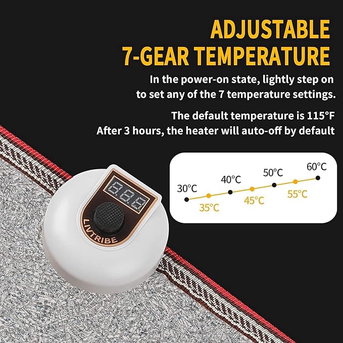 AC 110V Heated Floor Mat for Foot, Electric Heated Foot Warmers for Office - Image 3