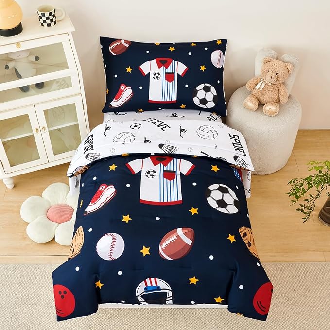 PERFEMET 4 Pieces Sports Toddler Bedding Sets - Image 3