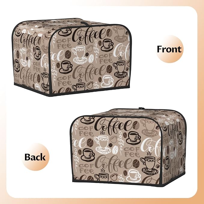 Brown Coffee Pattern 4 Slice Toaster Cover, Waterproof Toaster Dust Cover Bread - Image 4