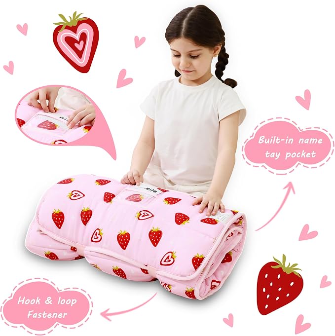 Toddler Nap Mat with Pillow and Blanket, Extra Large Rolled Napping Mats - Image 3