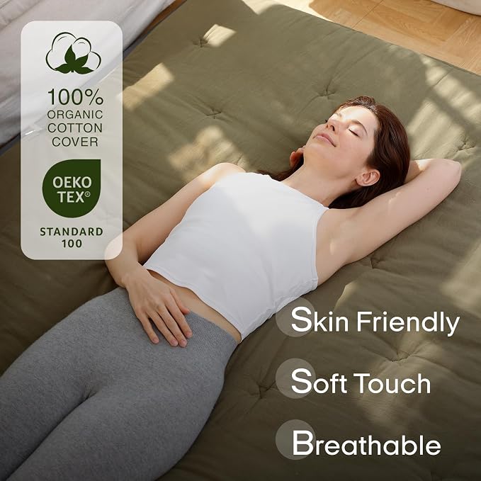 ZonLi Japanese Floor Futon Mattress Full Size 75"x 54", 100% Cotton Cover 4'' - Image 2