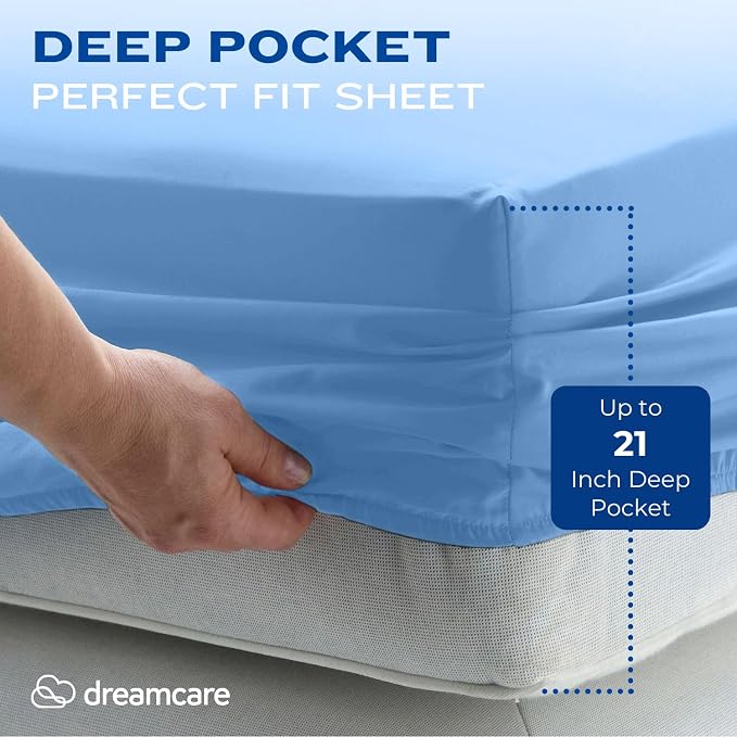 DREAMCARE California King Sheet Sets – 4 pcs Cooling Sheets – up to 21” Deep - Image 3