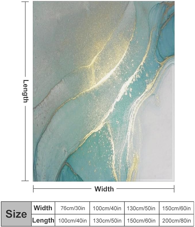 Abstract Marble Blanket, Modern Luxury Baroque Golden Lake Green Stone Veins - Image 2