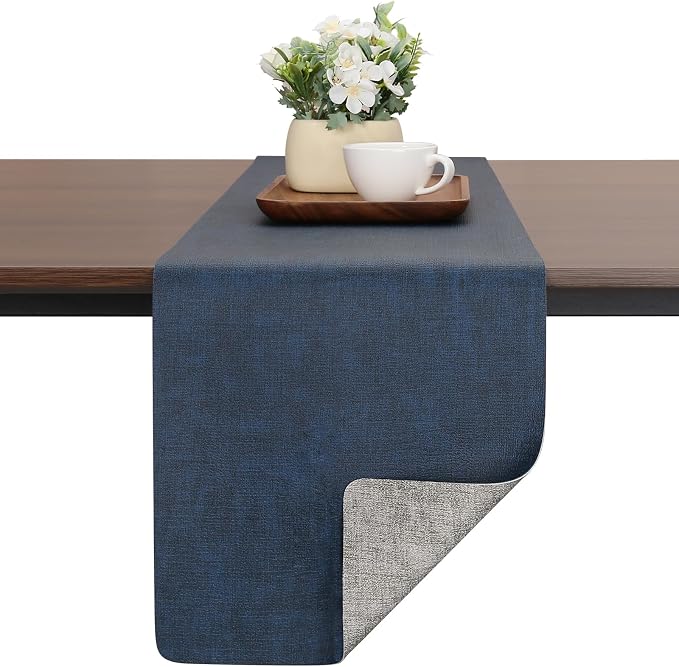 Table Runners 94 Inches Long, Dual-Sided Faux Leather Farmhouse Table Runner by Chitomars