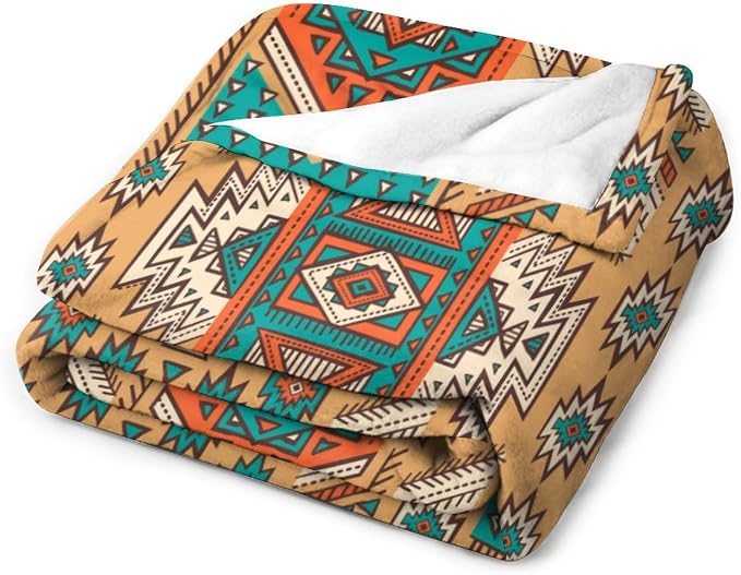 Aztec Throw Blanket, Tribal Navajo Print Native Blanket - Image 3