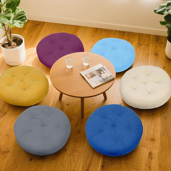 Meditation Floor Pillow Set of 2, Round Large Pillows Seating - Image 6