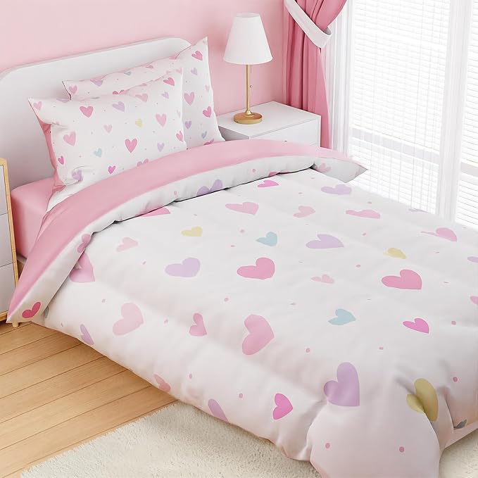 SANDJEST Heart Comforter Set Full Size 98x86in - Image 5