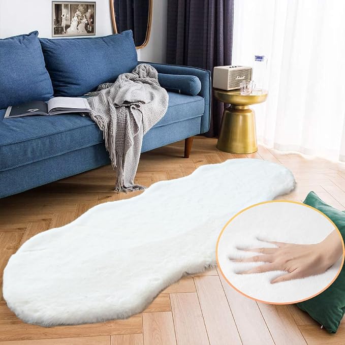 White Faux Bunny Fuzzy Fur Rugs - Image 3