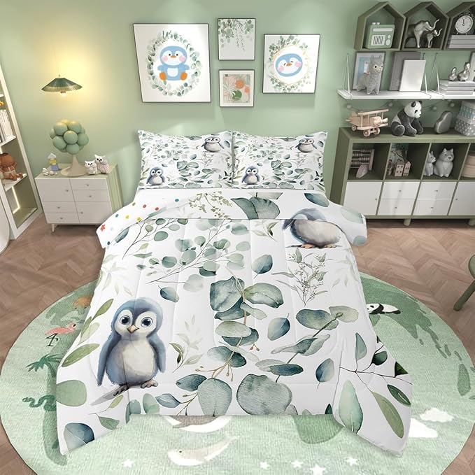 Erosebridal Cartoon Penguin Queen Bedding Sets Toddler Woodland Wildlife by Erosebridal