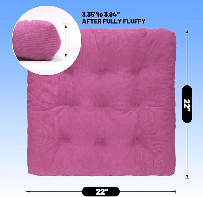 Meditation Floor Pillow Set of 2, Square Large Pillows Seating - Image 2