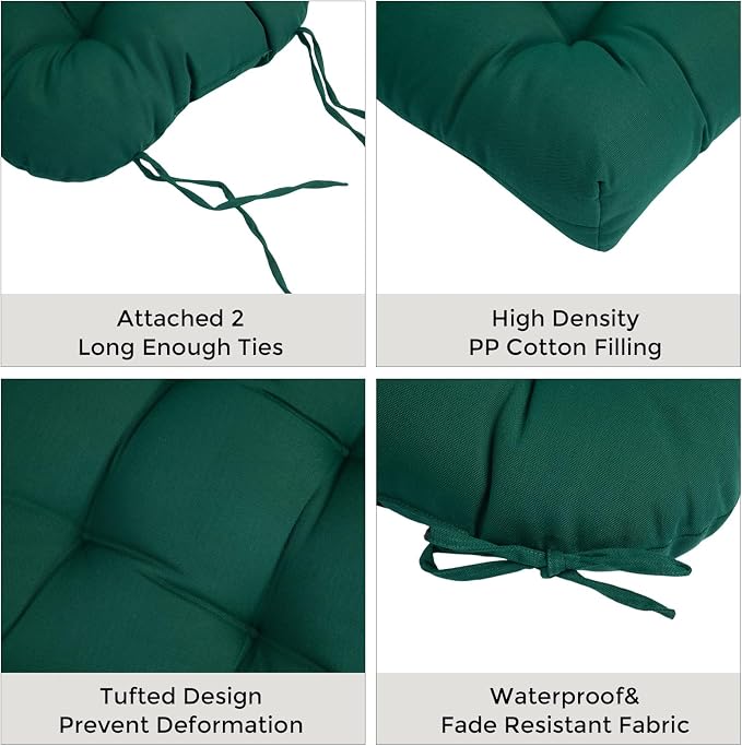 Outdoor Chair Cushions 19 x19 Inch, Water Resistant Tufted Seat Cushions 19" - Image 4