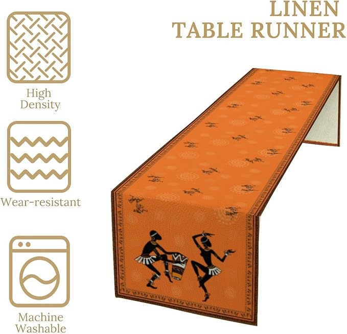 African Ethnic Table Runner Azteca Abstract Cultural Black People Folk Graphic - Image 5