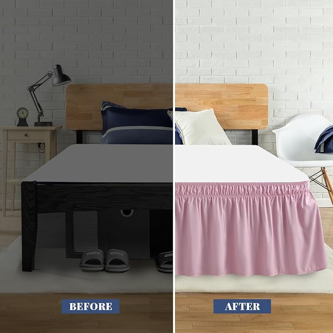 Queen Bed Skirt, Elastic Wrap Around Bed Skirt Queen Size, Bed Skirts - Image 3