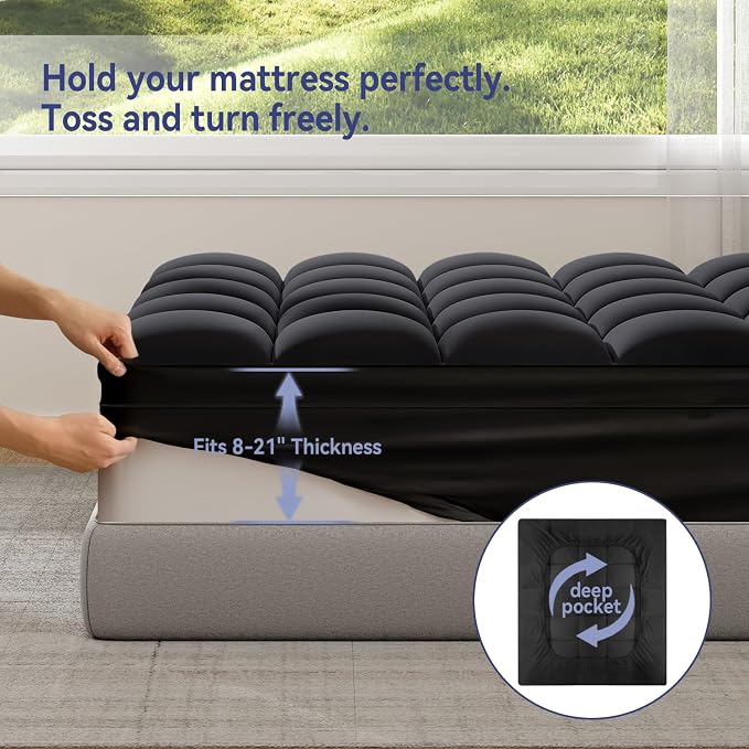 ELEMUSE RV Short Queen Black Mattress Topper - Image 4