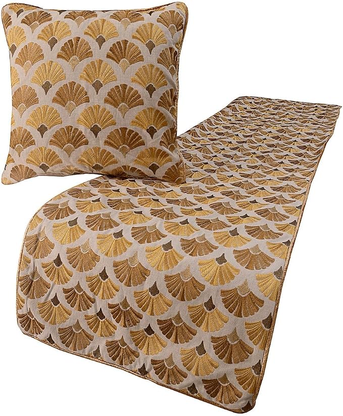 The HomeCentric King Queen Twin Beige & Yellow Gold Handmade Queen 74"x18" Bed by TheHomeCentric