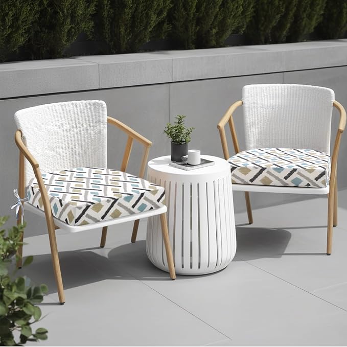 idee-home Outdoor Chair Cushions Set of 2, Thick 17" x 17" x 3" Outdoor Seat - Image 5