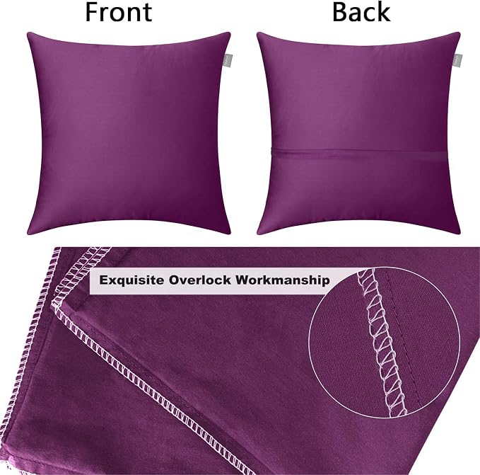 4-Pack 100% Cotton Comfortable Solid Decorative Throw Pillow Case, Thmyo Square - Image 6