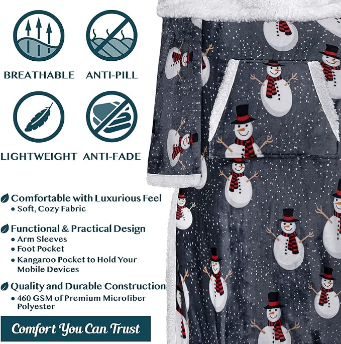 PAVILIA Sherpa Blanket with Sleeves, Foot Pocket - Image 4