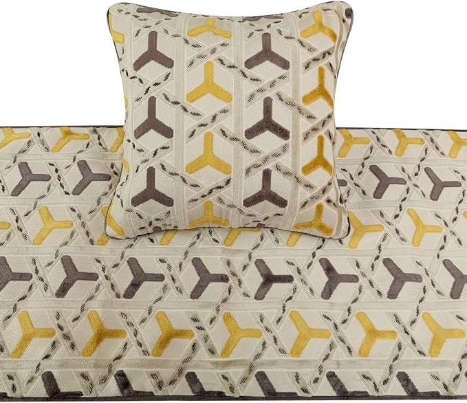The HomeCentric King/Queen/Twin Grey & Yellow Designer Queen 74"x18" Bed Runner - Image 2