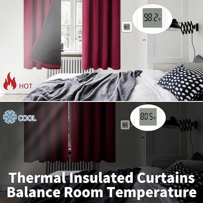 BGment Christmas Burgundy Red Blackout Curtains - Image 4