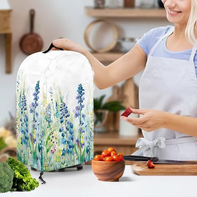 Blue Lavender Floral Kitchen Blender Cover Food Processor Dust Cover - Image 3