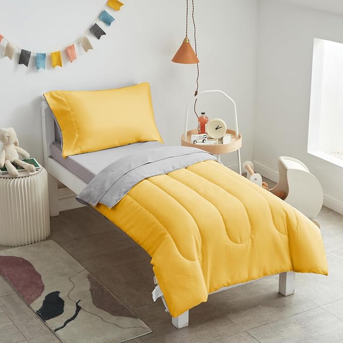 UOZZI BEDDING Yellow 4 Pieces Toddler Bedding Set Ultra Soft and Breathable by Uozzi+Bedding