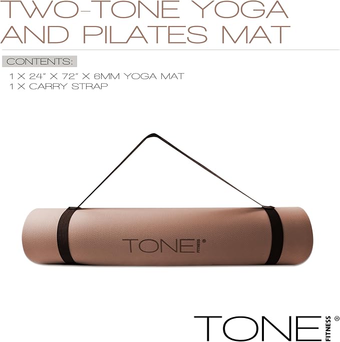 TONE Fitness Yoga Mat 1/4" Thick Non Slip Exercise & Pilates Mat - Image 3