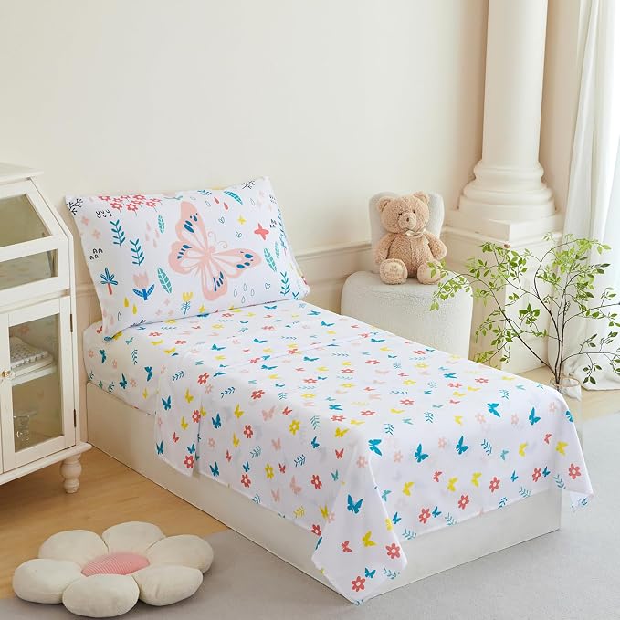 PERFEMET Girls Floral Comforter Set Twin Size 4 Pieces Botanical Flower Bedding - Image 4