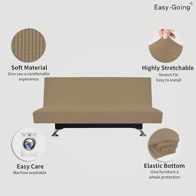 Easy-Going Stretch Futon Slipcover Armless Futon Bed Cover Furniture Protector - Image 3